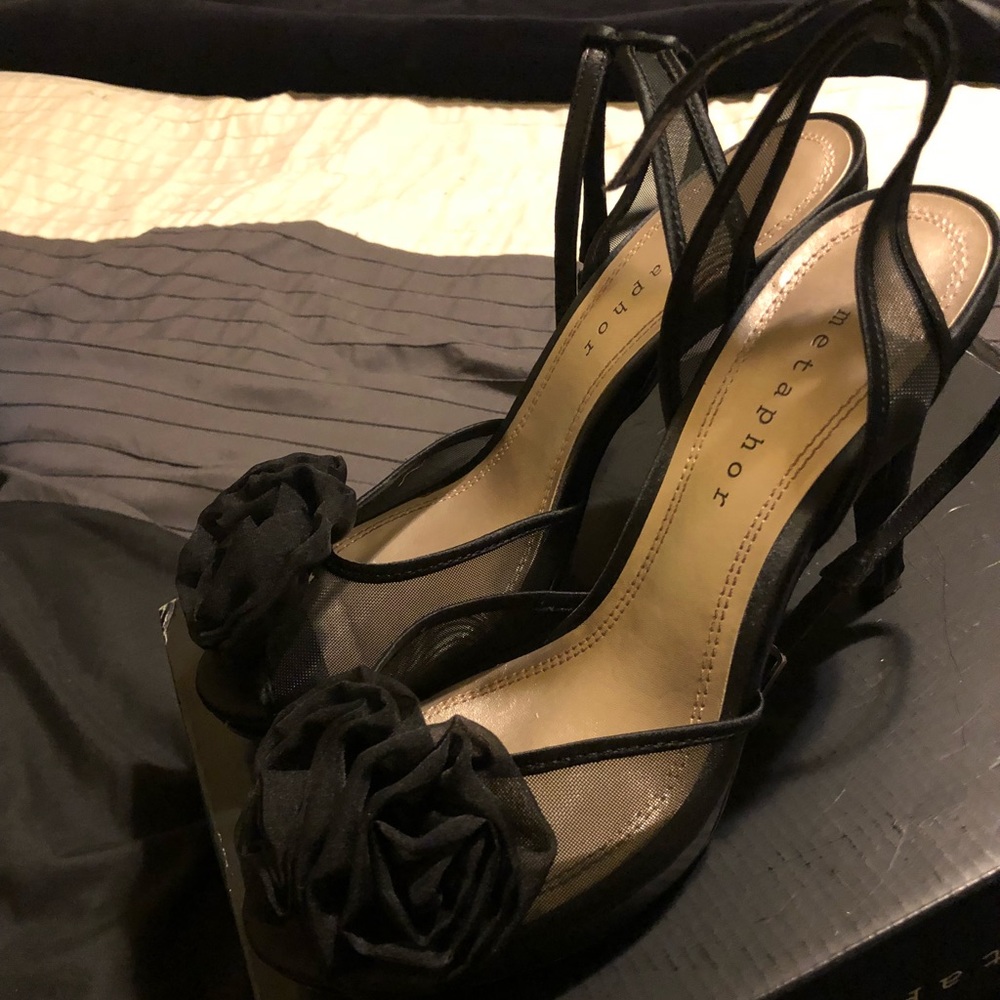 Black Mesh Peep-Toe Stilettos - Picture 3 of 5
